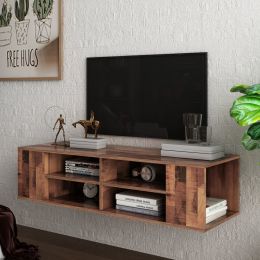 Wall Mounted Media Console; Floating TV Stand Component Shelf with Height Adjustable