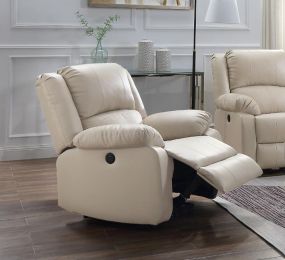 Zuriel Power Recliner; Beige PU 54612
