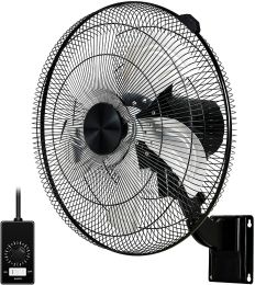 HealSmart 18 Inch Household Commercial Wall Mount Fan; 90 Degree Horizontal Oscillation; 5 Speed Settings; Black; 1-Pack