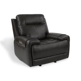 Trevor Triple Power Recliner | Genuine Leather | Glider Rock Recliner Chair | Lumbar Support | Adjustable Headrest | USB & Type C Charge Port